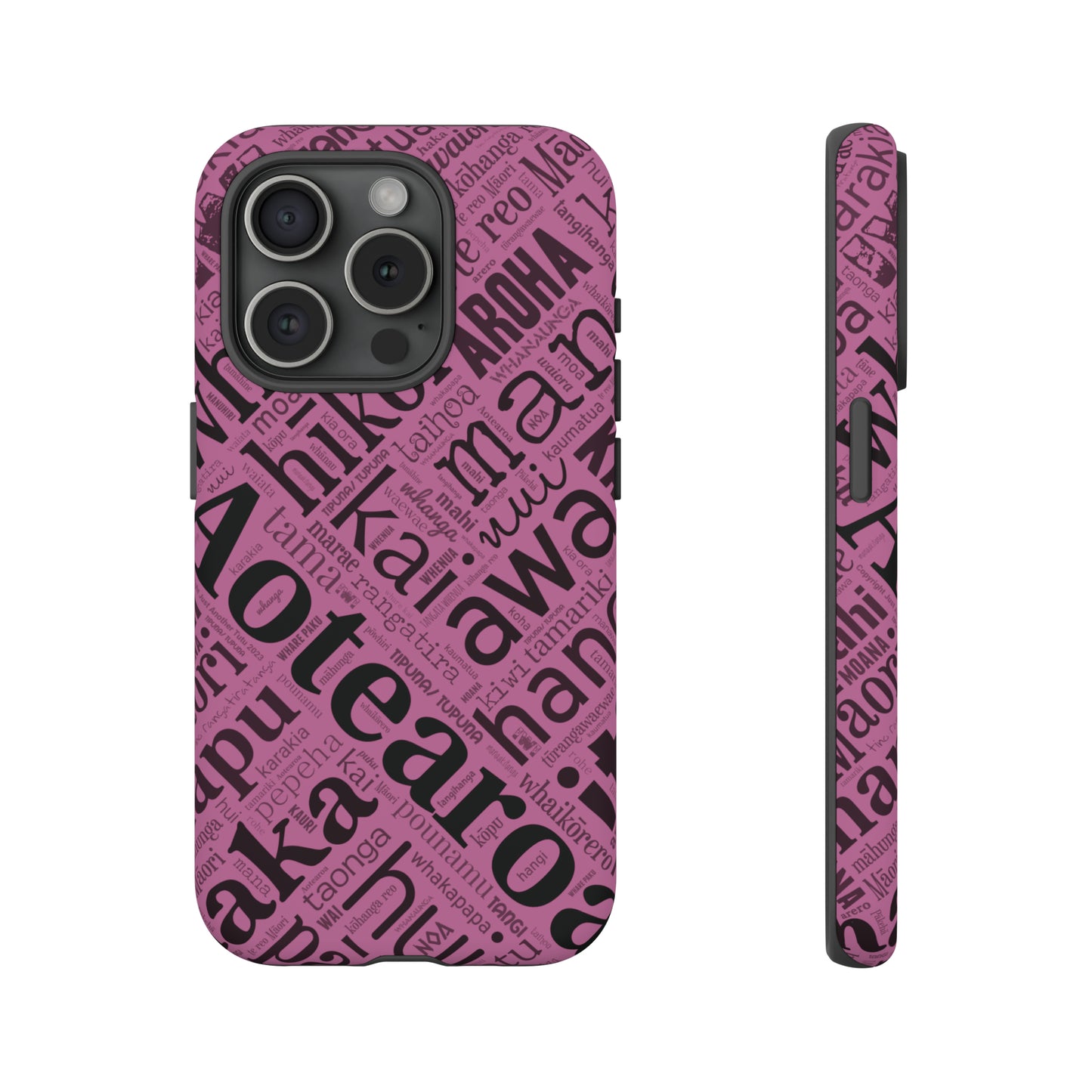 Pink Māori Word Art Tough Phone Case for iPhone