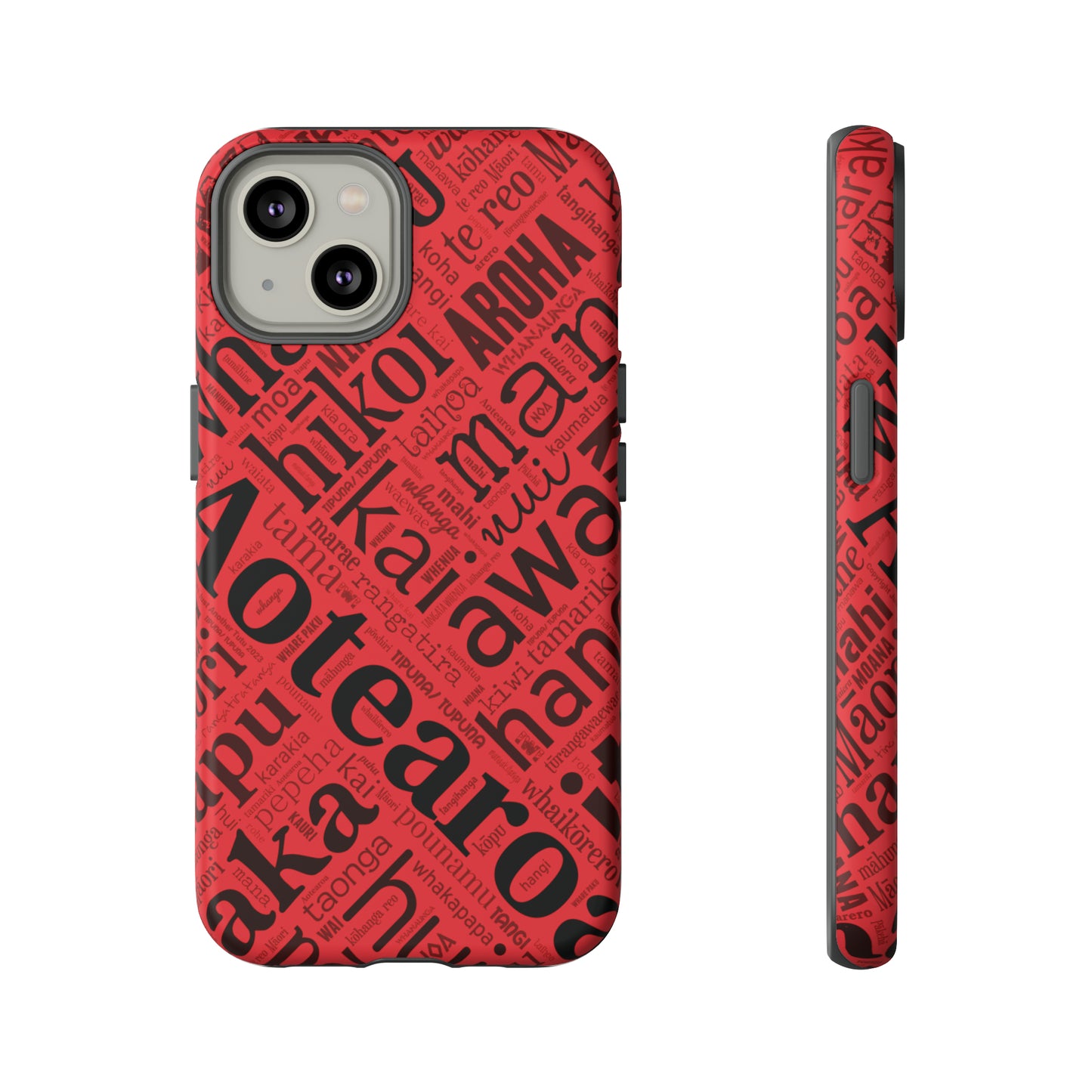 Red Māori Word Art Tough Phone Case for iPhone