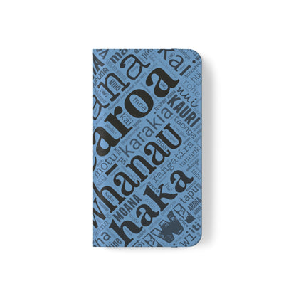 Light Blue Māori Word Art Flip Cases