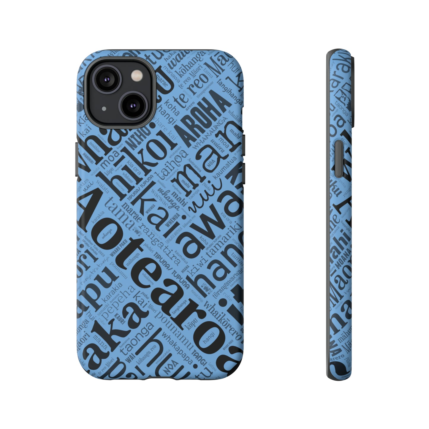 Light Blue Māori Word Art Tough Phone Case for iPhone