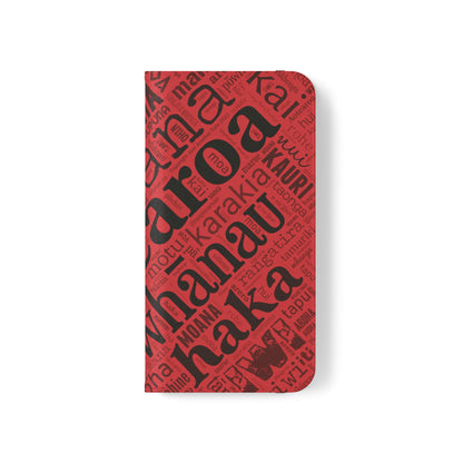 Red Māori Word Art Flip Cases