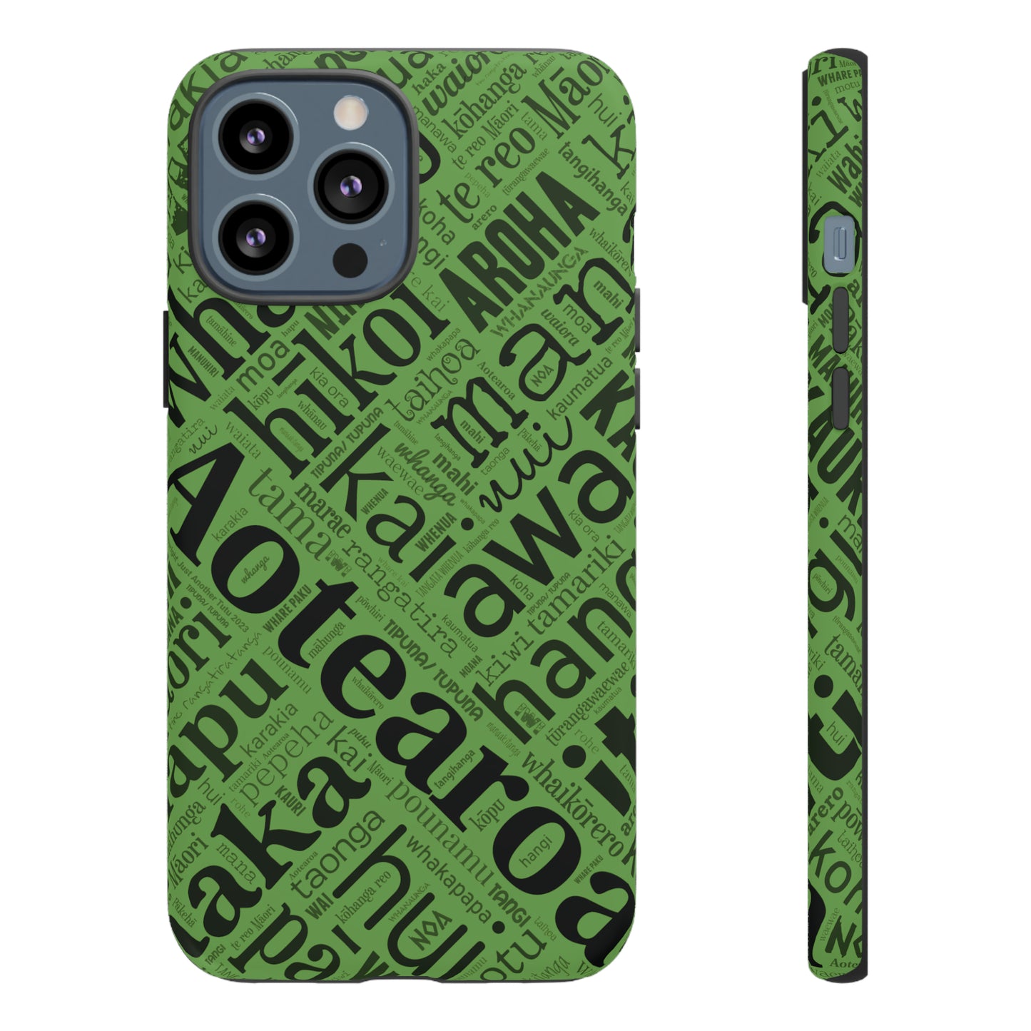 Green Māori Word Art Tough Phone Case for iPhone