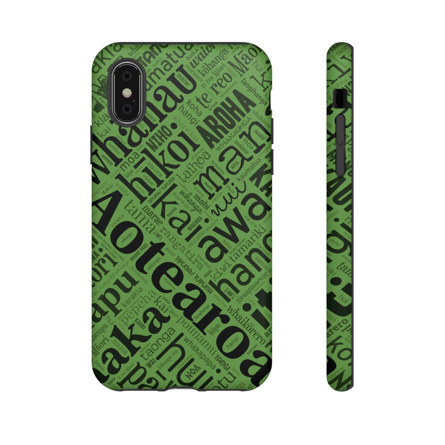 Green Māori Word Art Tough Phone Case for iPhone