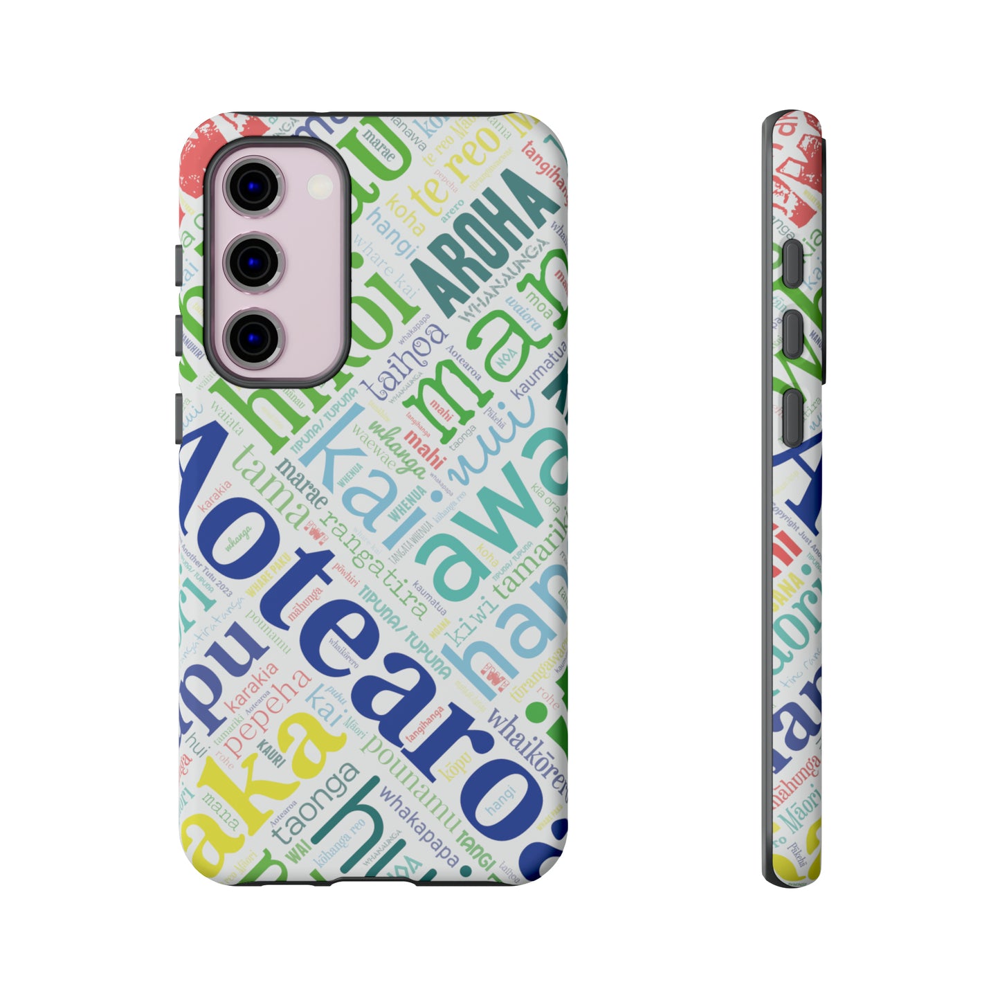 Rainbow White Māori Word Art Tough Phone Case for Samsung