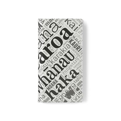 White Māori Word Art Flip Cases