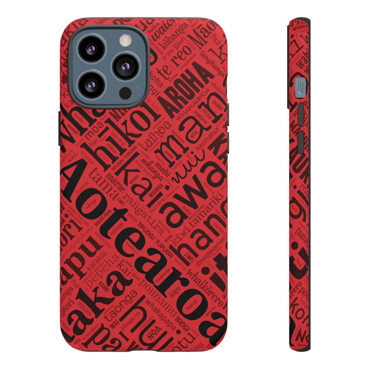 Red Māori Word Art Tough Phone Case for iPhone