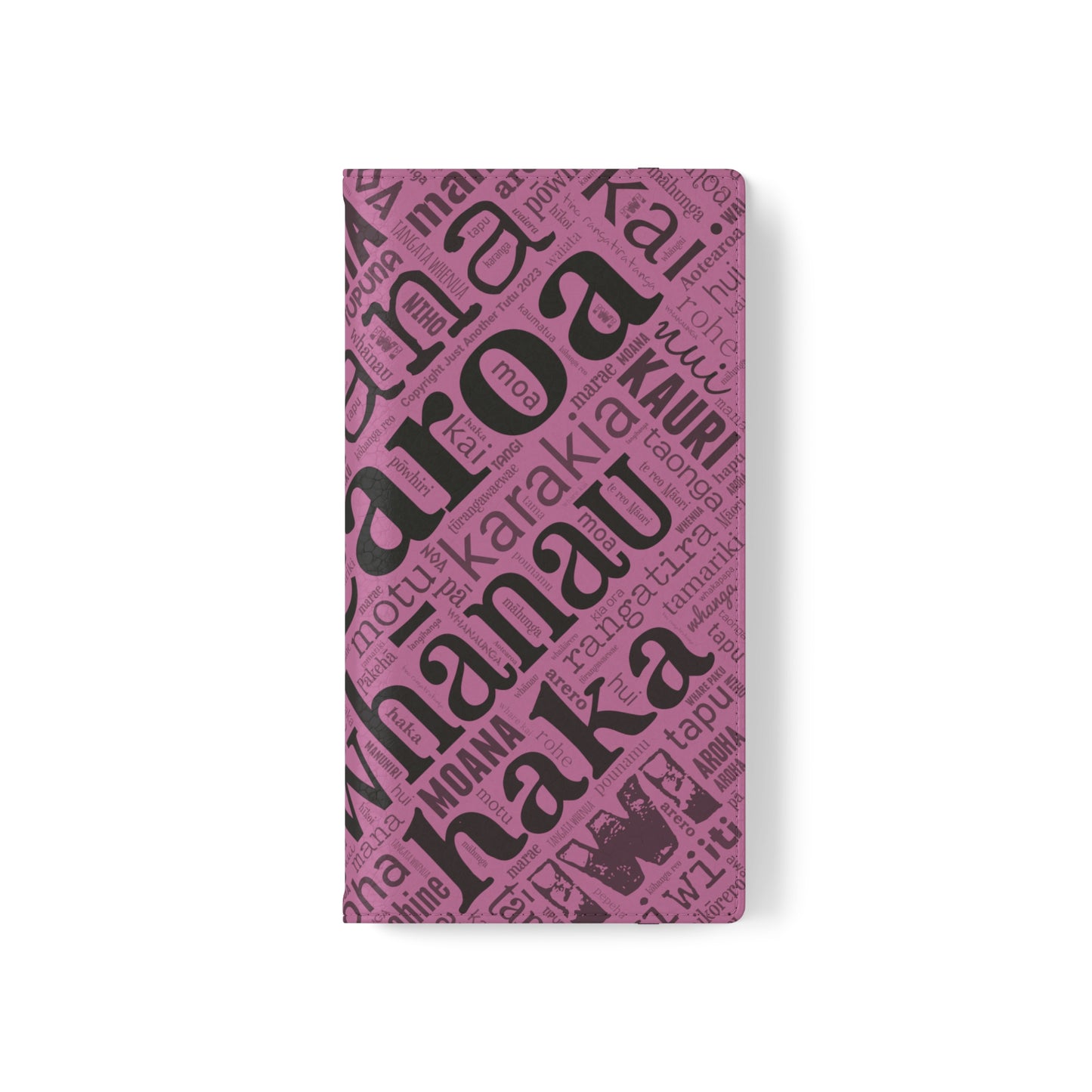 Pink Māori Word Art Flip Cases