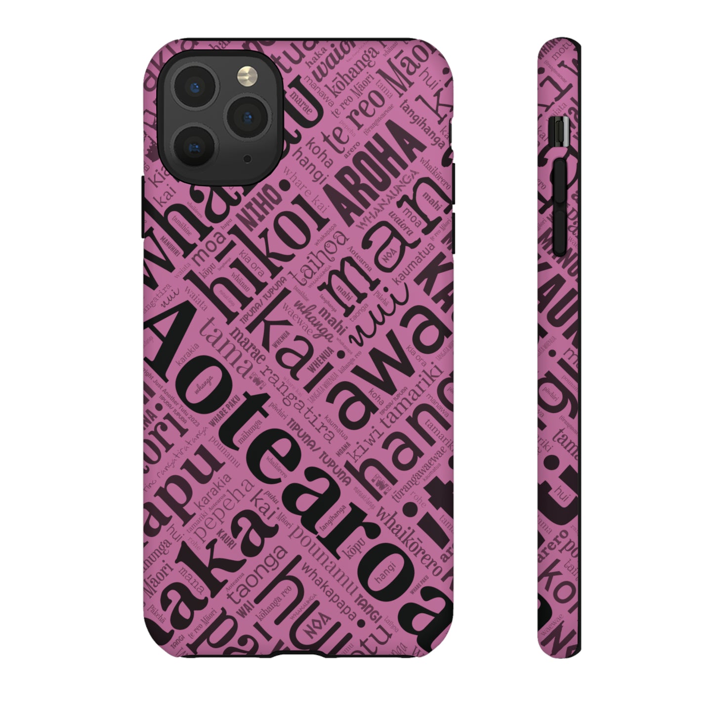 Pink Māori Word Art Tough Phone Case for iPhone