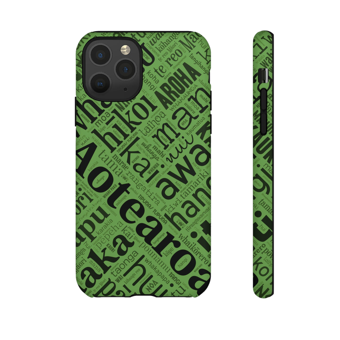 Green Māori Word Art Tough Phone Case for iPhone