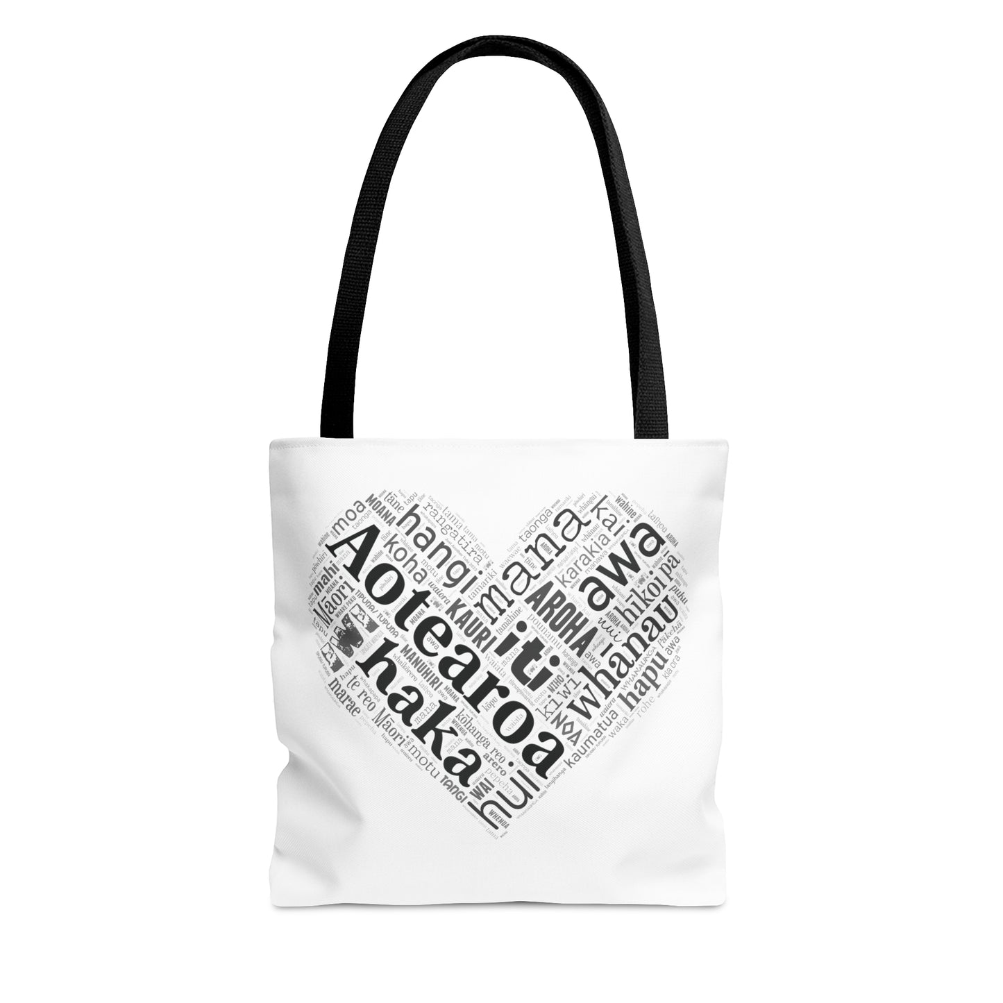 Māori Word Art Heart Tote Bag