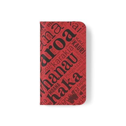 Red Māori Word Art Flip Cases