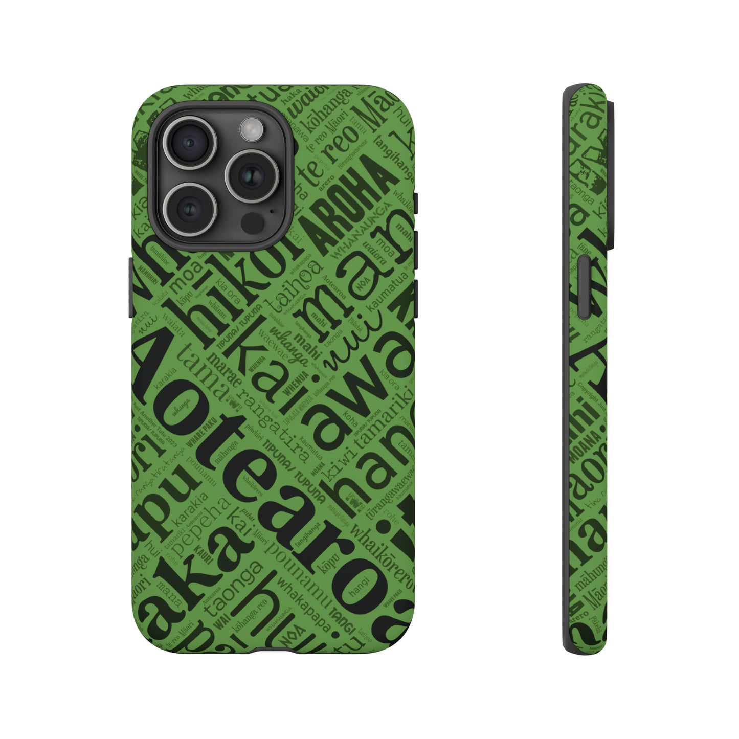 Green Māori Word Art Tough Phone Case for iPhone