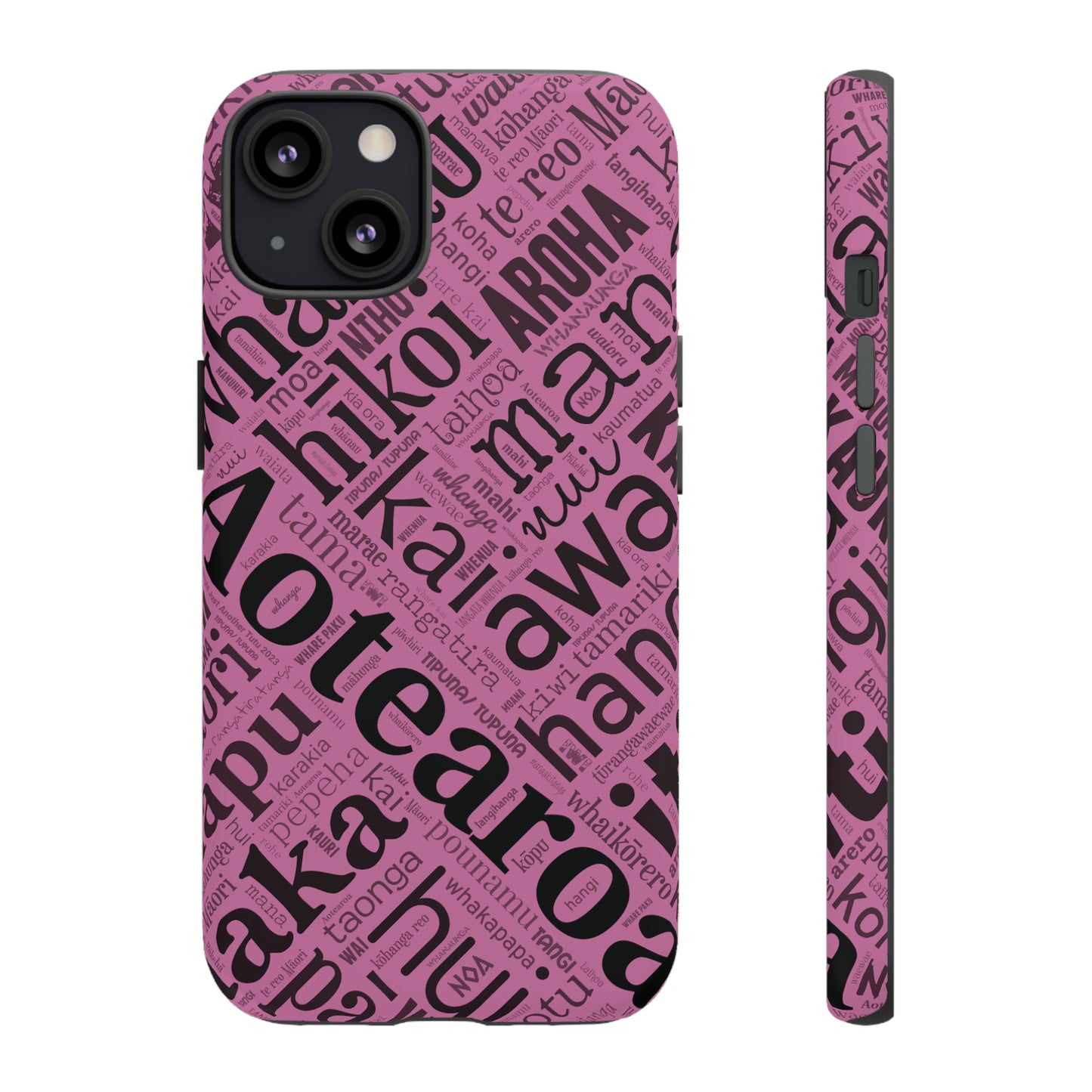 Pink Māori Word Art Tough Phone Case for iPhone