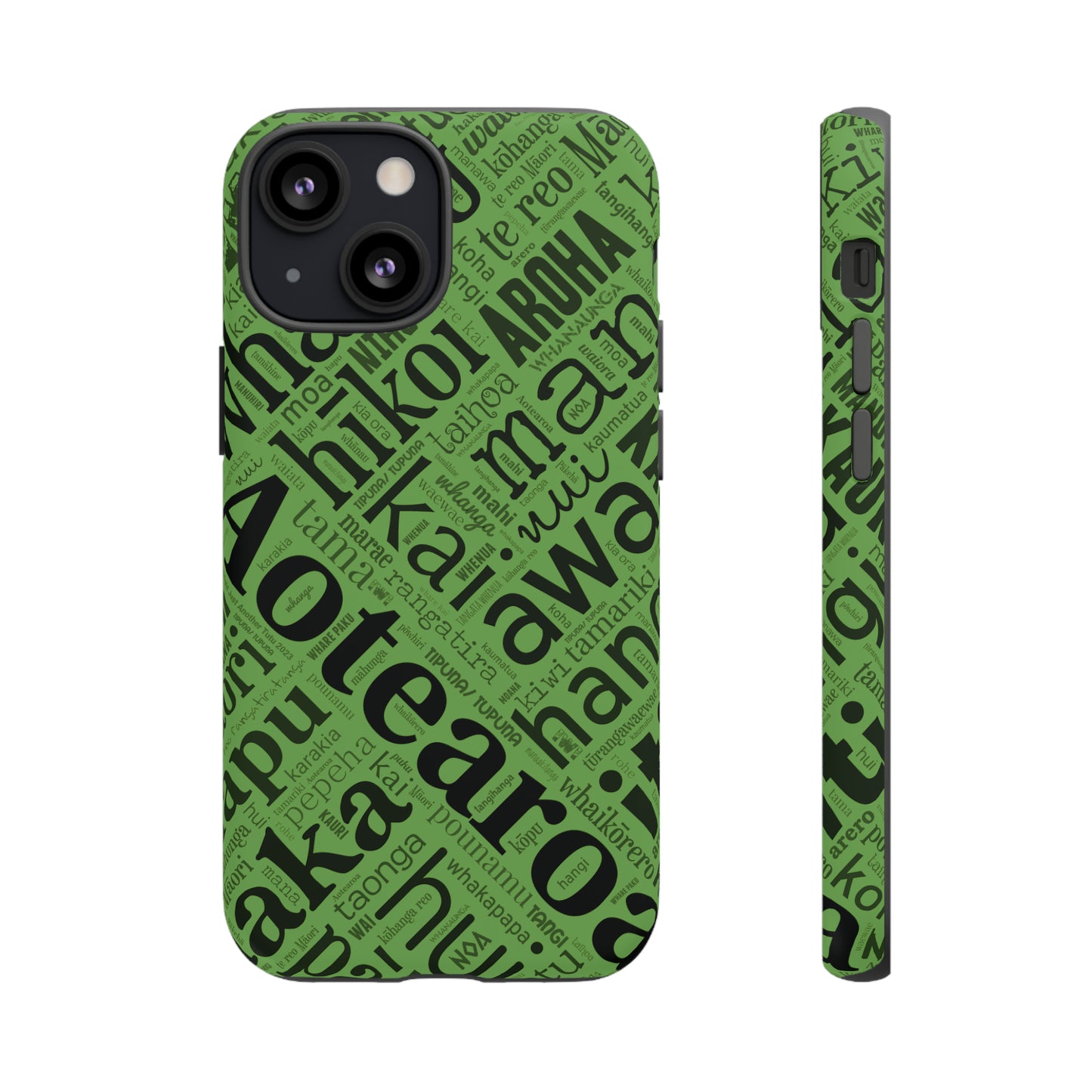 Green Māori Word Art Tough Phone Case for iPhone