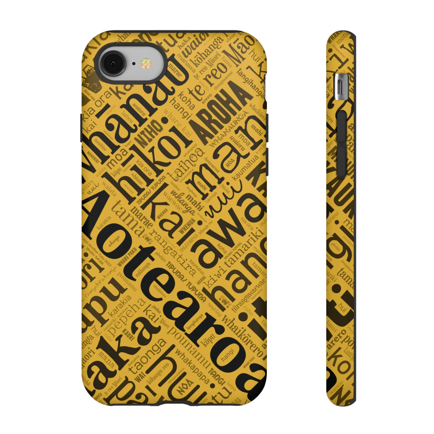 Yellow Māori Word Art Tough Phone Case for iPhone