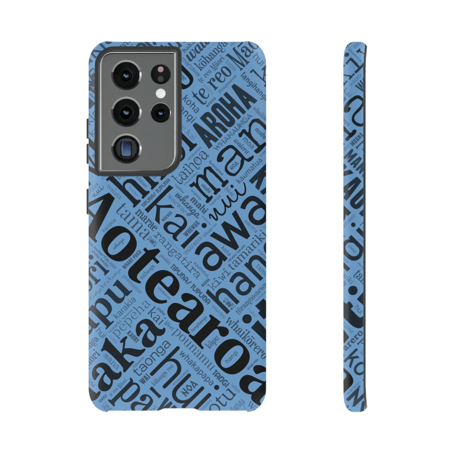 Light Blue Māori Word Art Tough Phone Case for Samsung