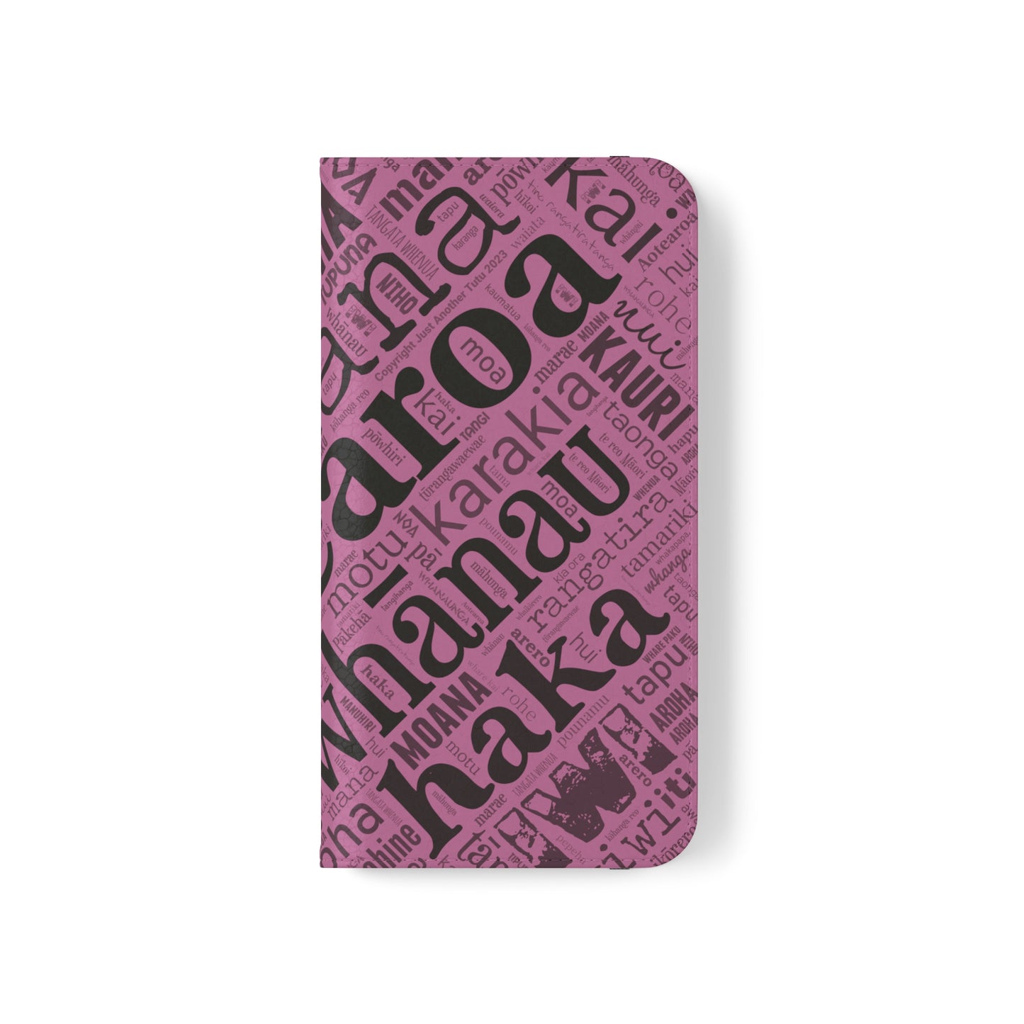 Pink Māori Word Art Flip Cases