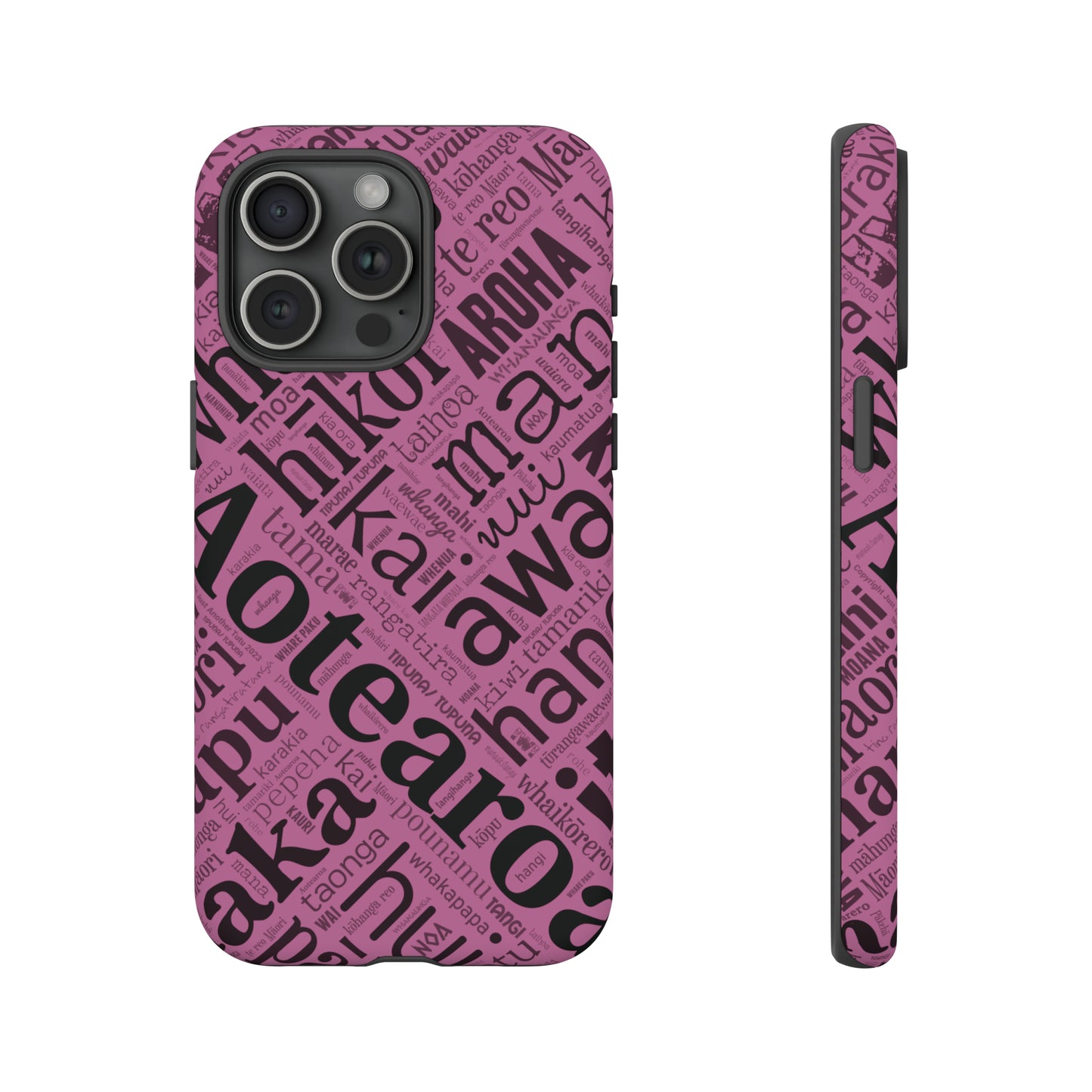 Pink Māori Word Art Tough Phone Case for iPhone