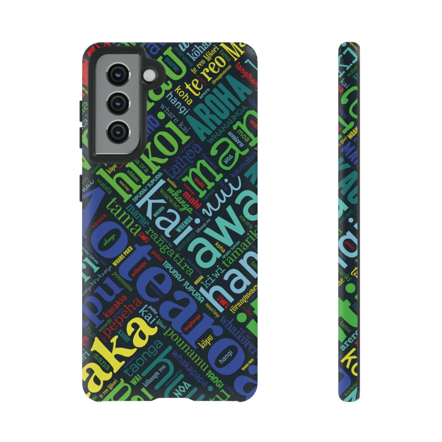 Rainbow Black Māori Word Art Tough Phone Case for Samsung