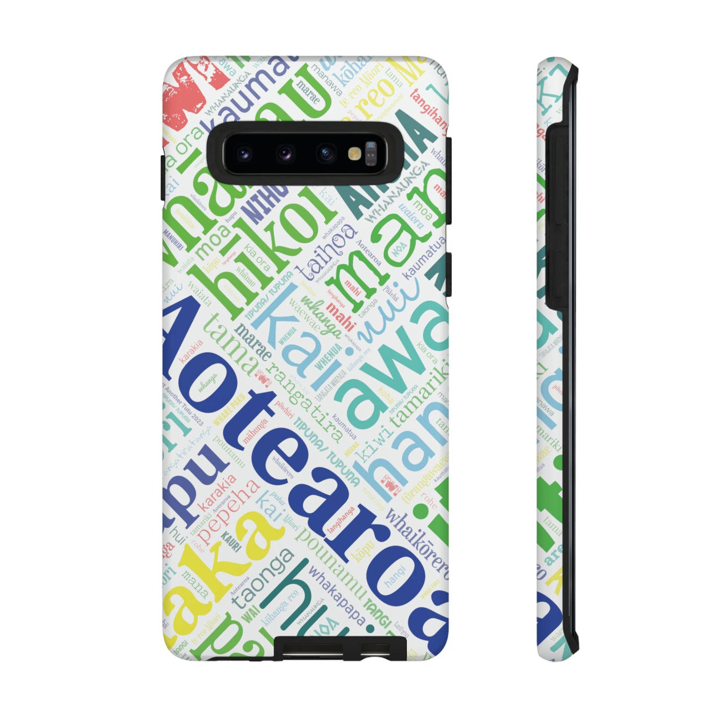 Rainbow White Māori Word Art Tough Phone Case for Samsung