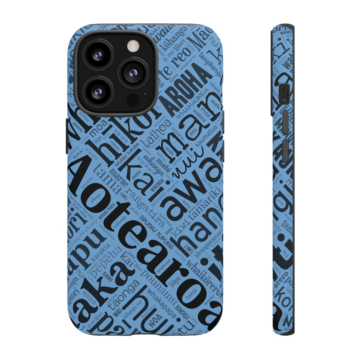 Light Blue Māori Word Art Tough Phone Case for iPhone