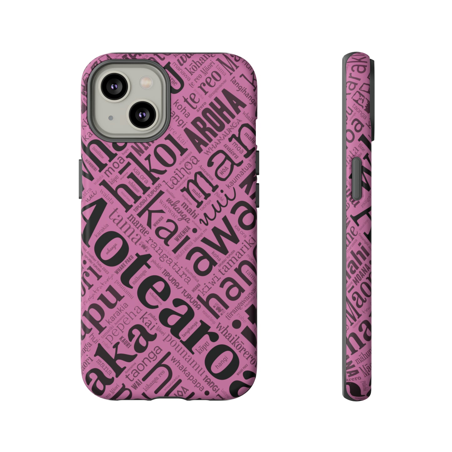 Pink Māori Word Art Tough Phone Case for iPhone