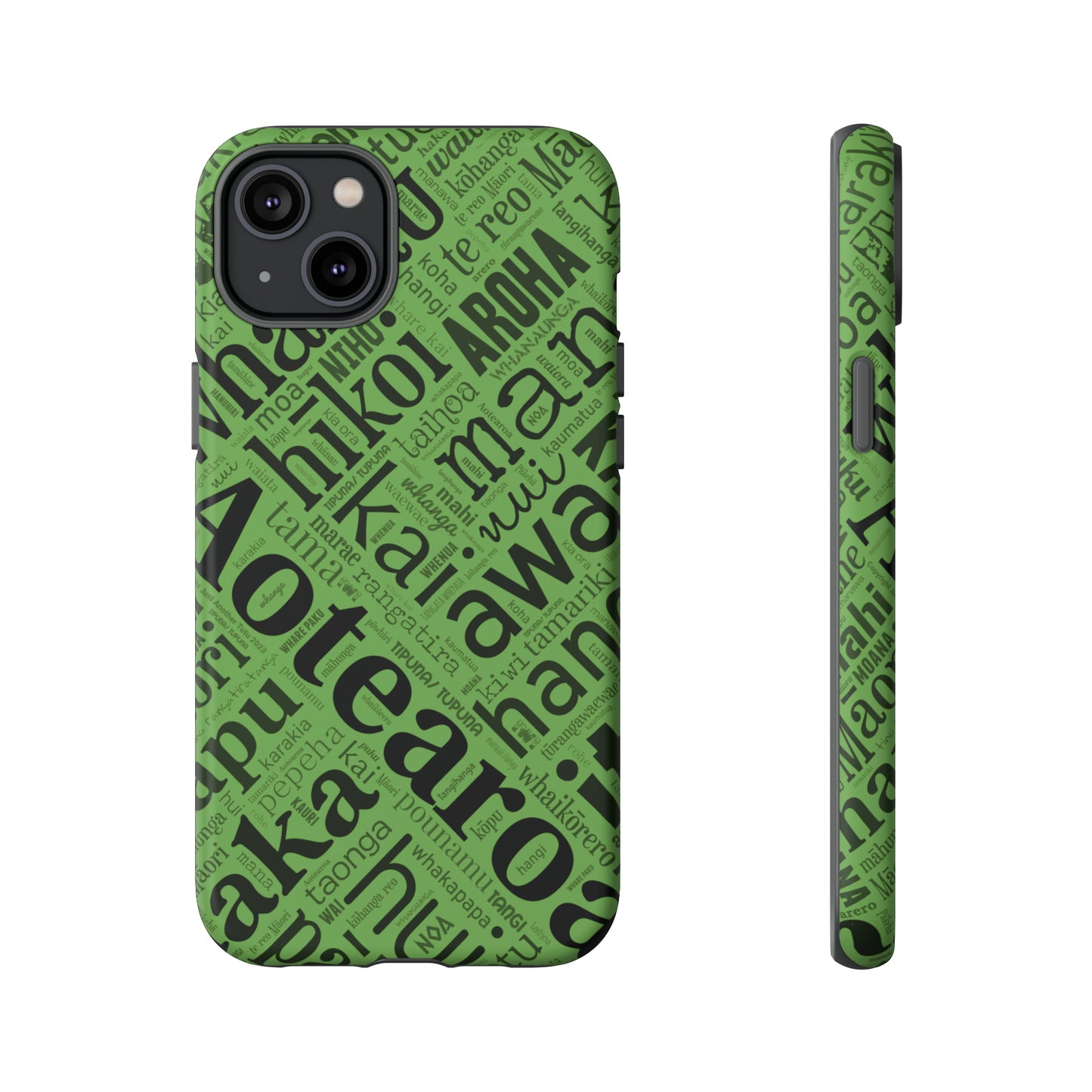 Green Māori Word Art Tough Phone Case for iPhone