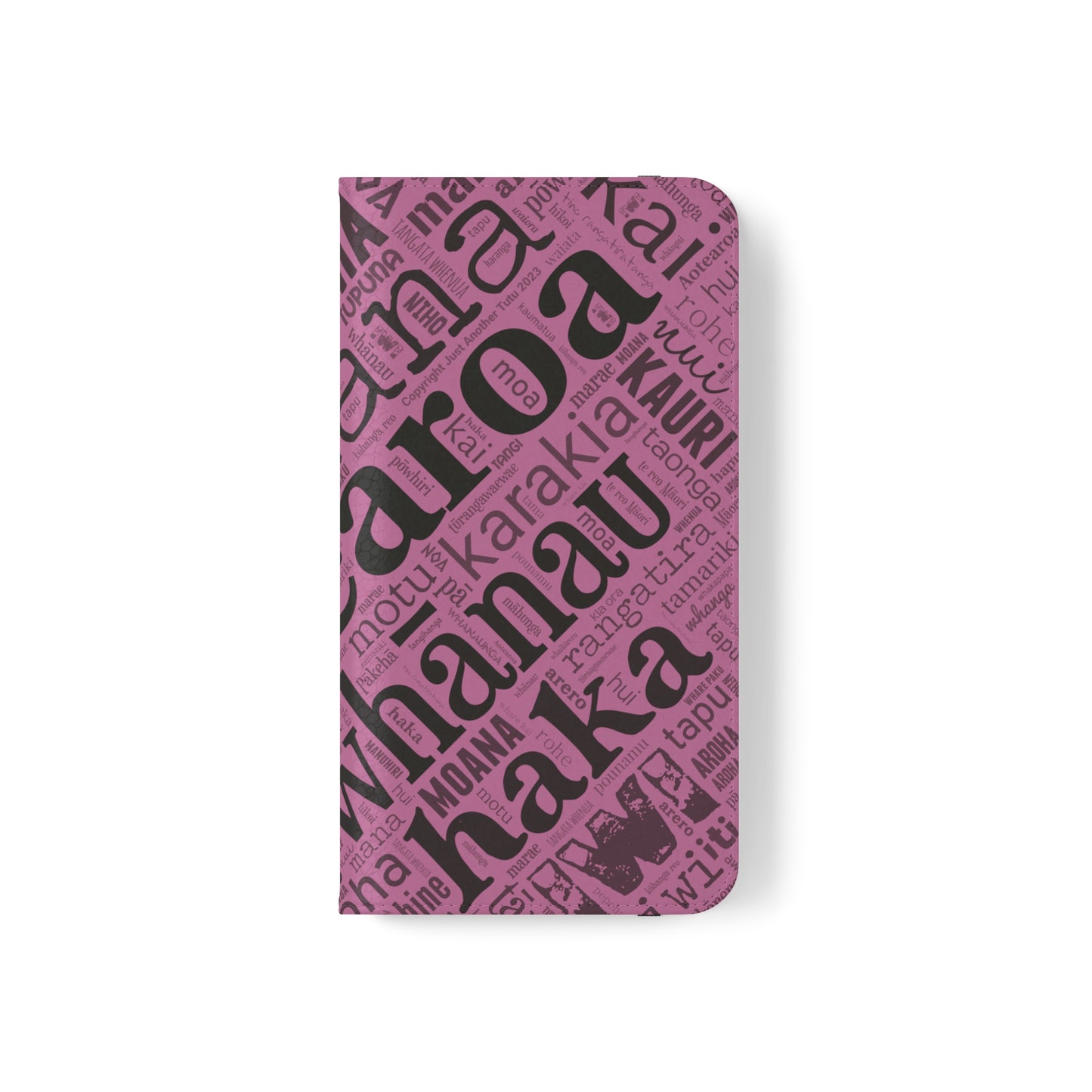 Pink Māori Word Art Flip Cases