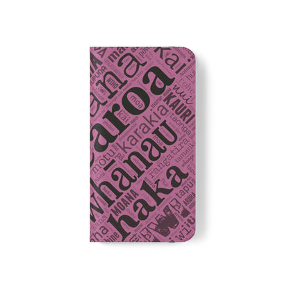 Pink Māori Word Art Flip Cases