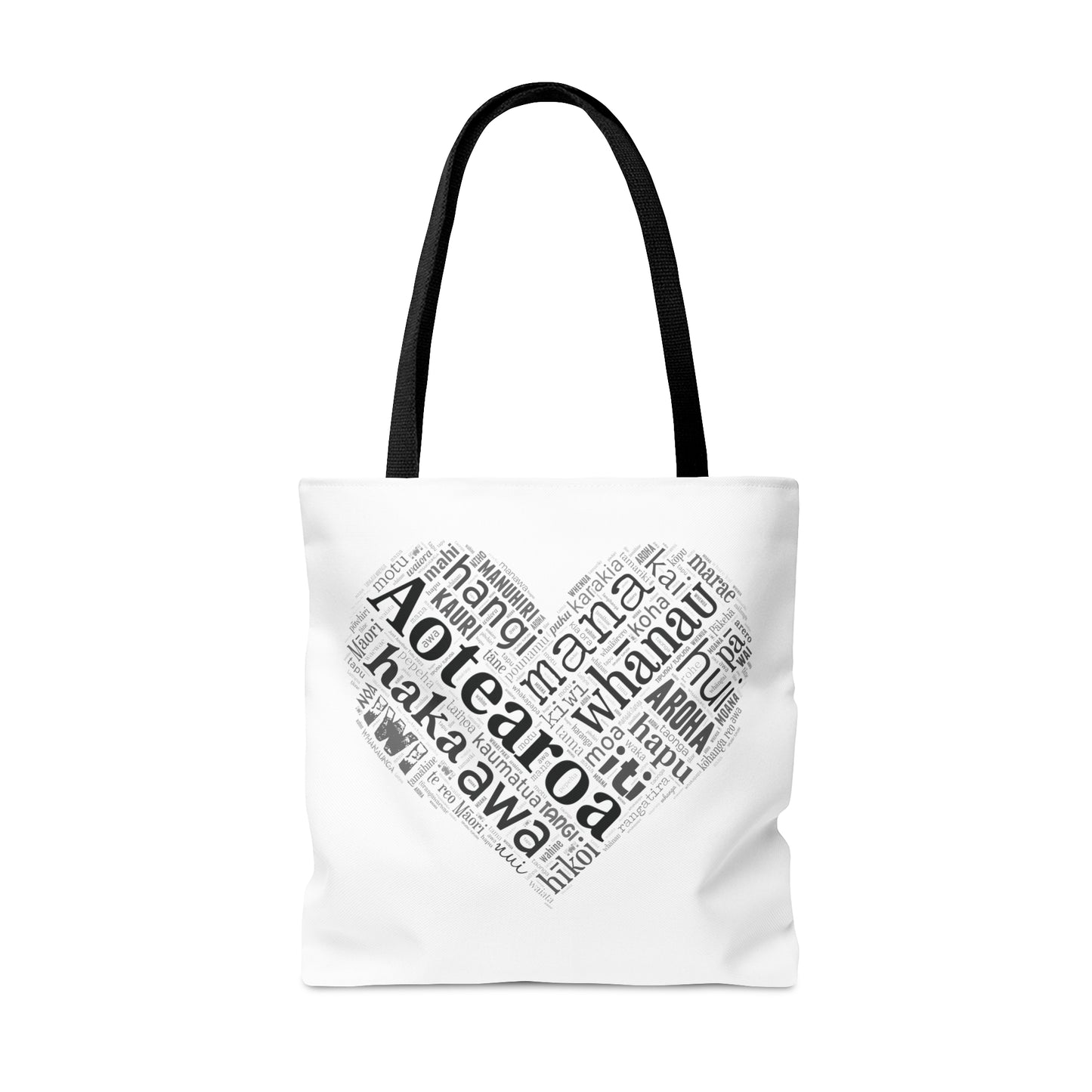 Māori Word Art Heart Tote Bag