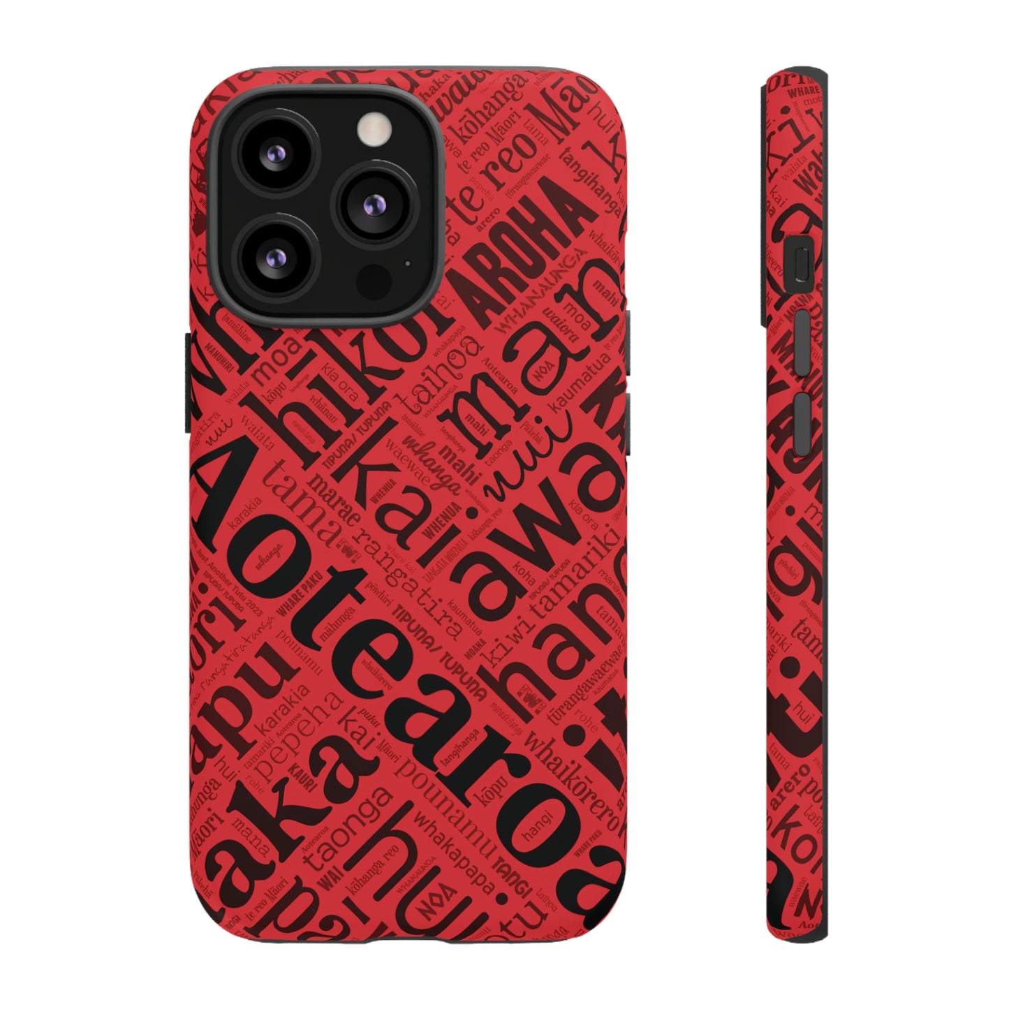 Red Māori Word Art Tough Phone Case for iPhone