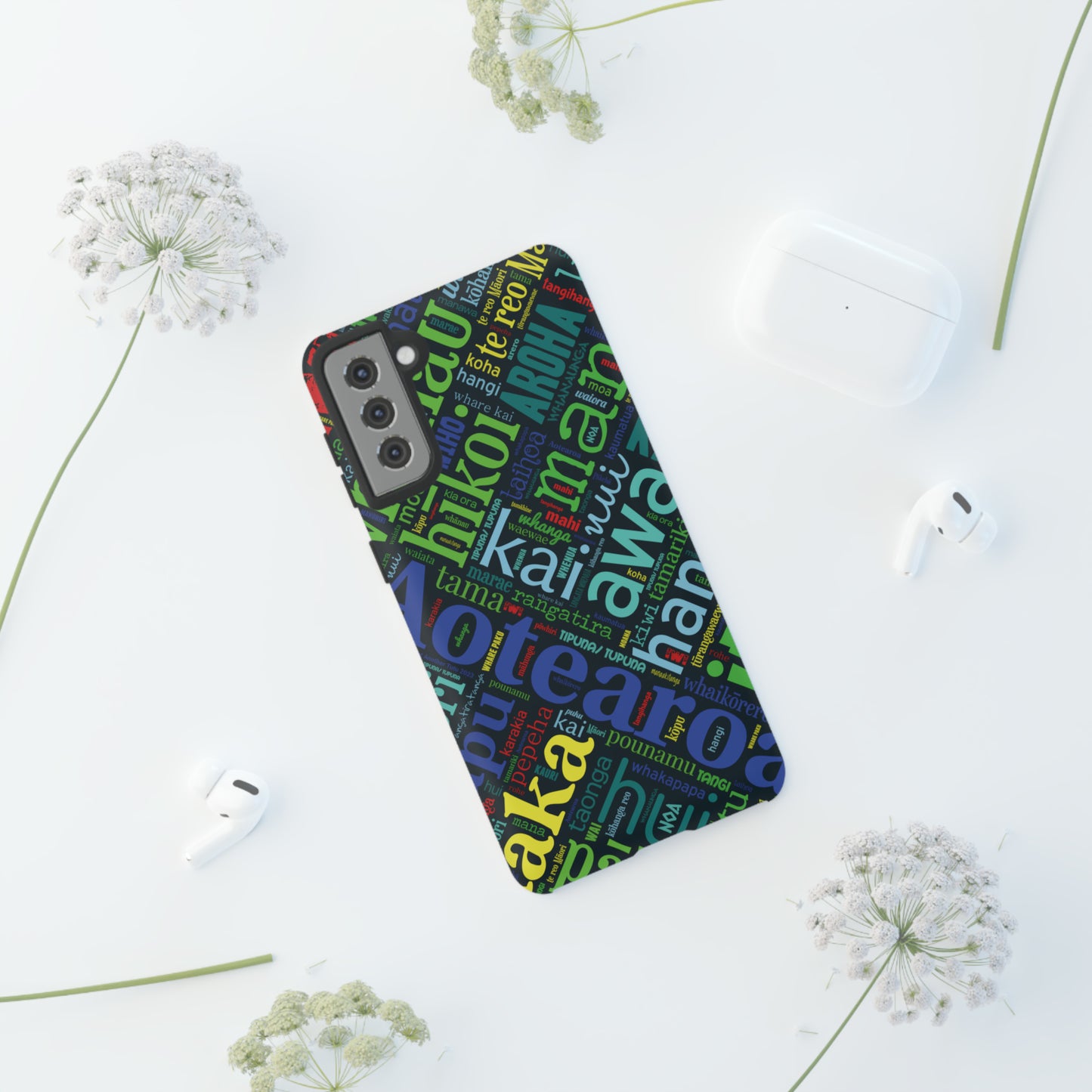 Rainbow Black Māori Word Art Tough Phone Case for Samsung