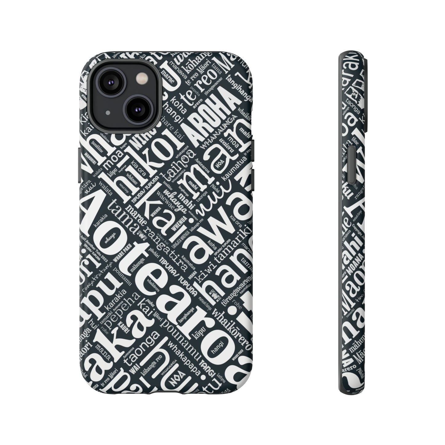 Black Māori Word Art Tough Phone Case for iPhone