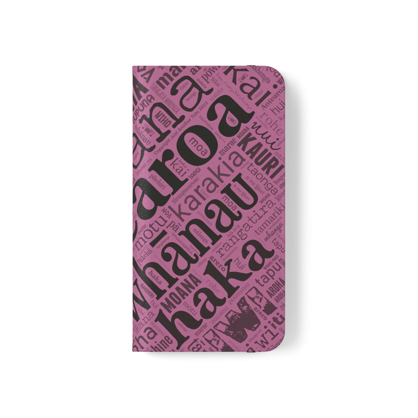 Pink Māori Word Art Flip Cases