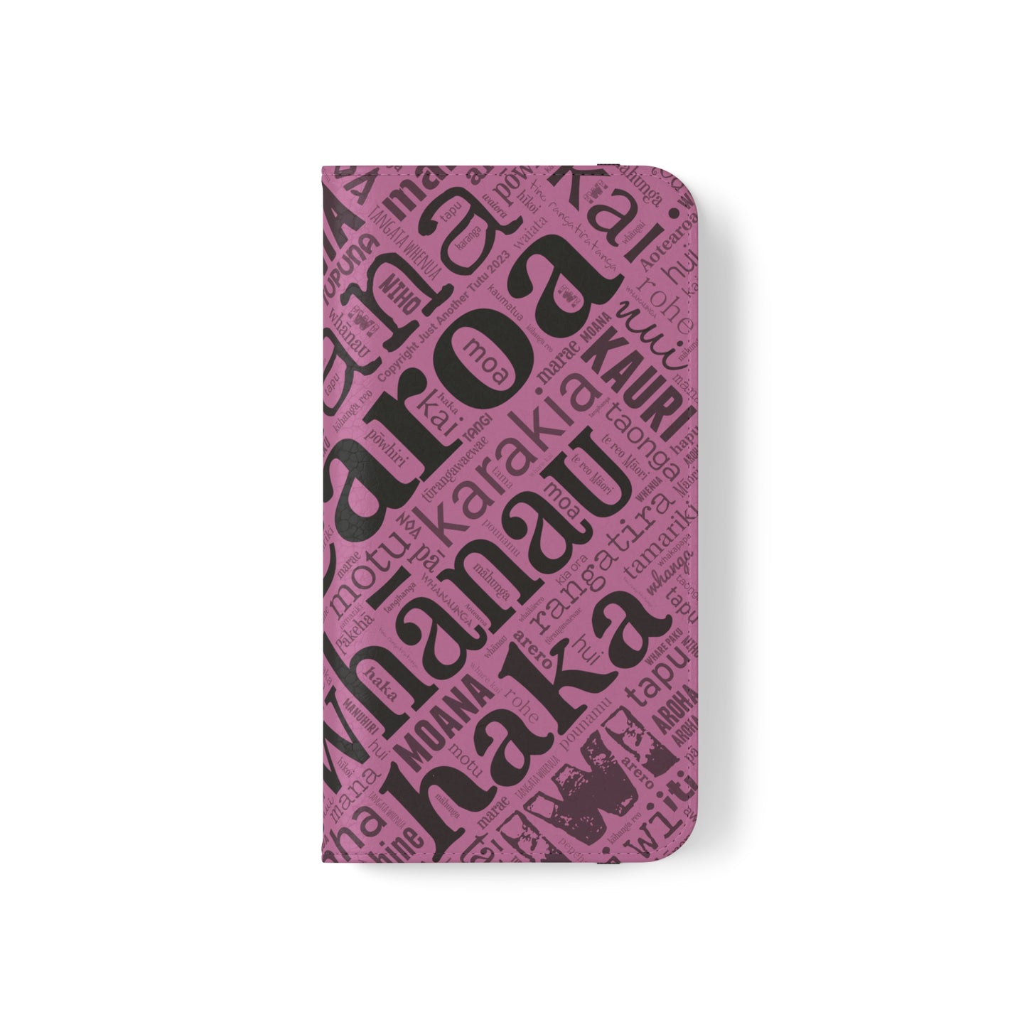 Pink Māori Word Art Flip Cases