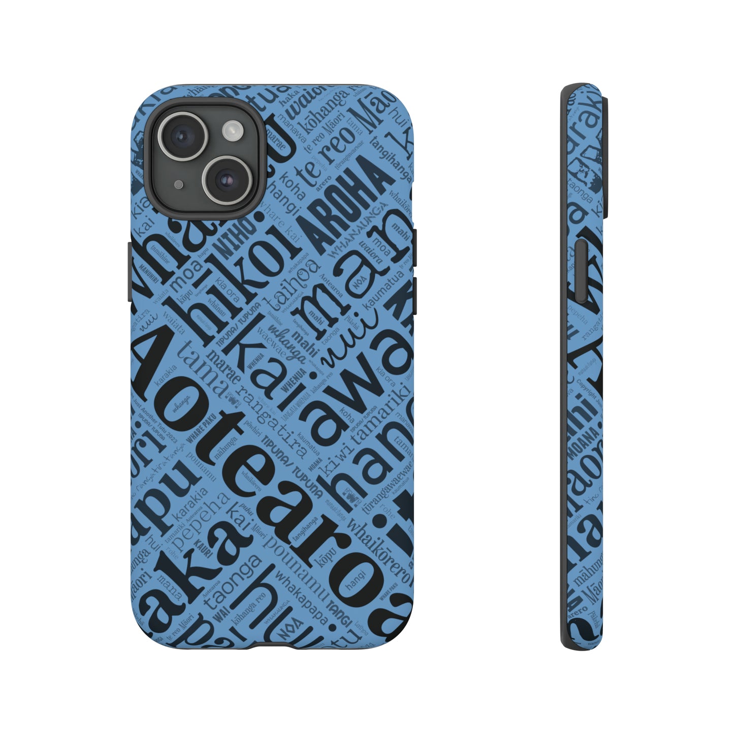 Light Blue Māori Word Art Tough Phone Case for iPhone