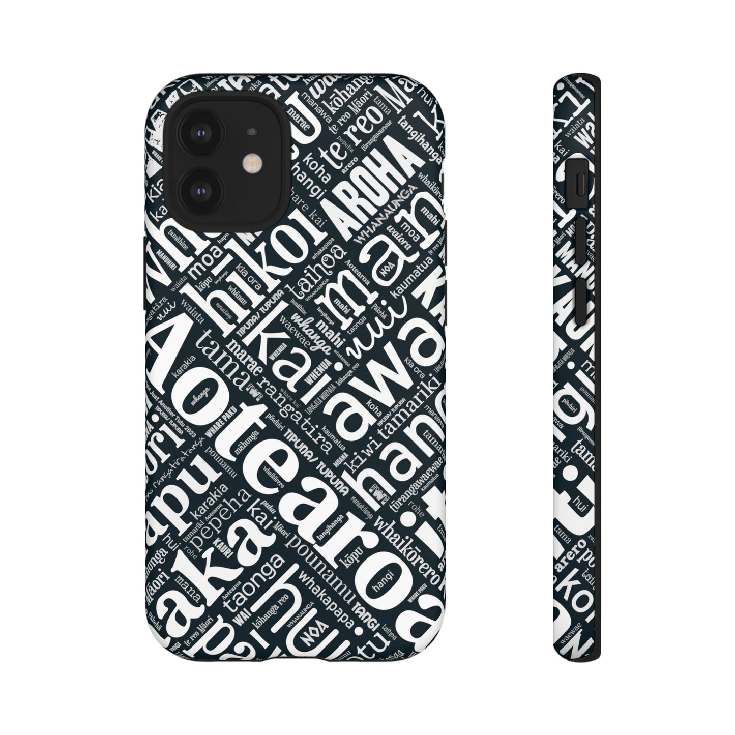 Black Māori Word Art Tough Phone Case for iPhone