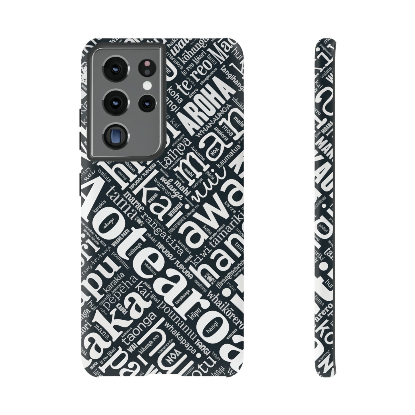 Black Māori Word Art Tough Phone Case for Samsung