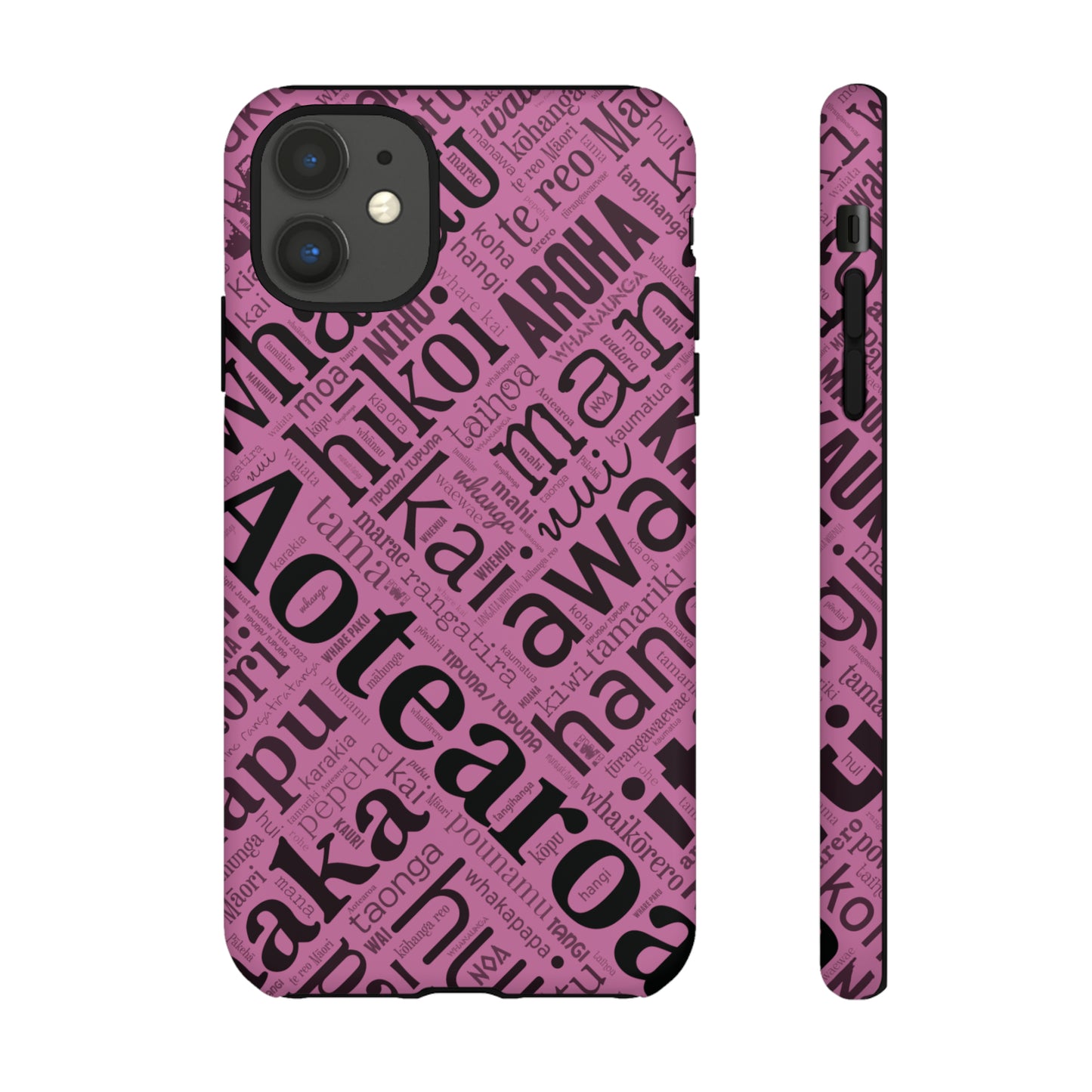 Pink Māori Word Art Tough Phone Case for iPhone