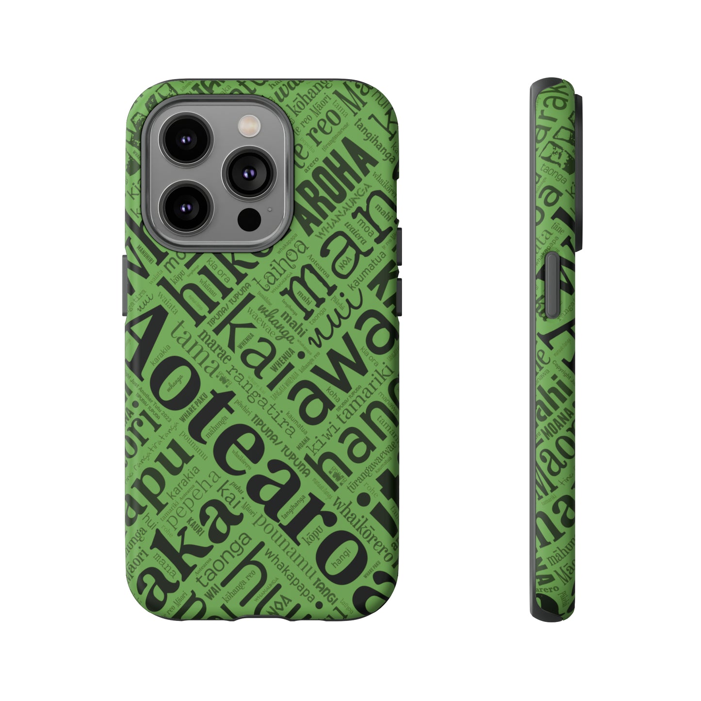 Green Māori Word Art Tough Phone Case for iPhone