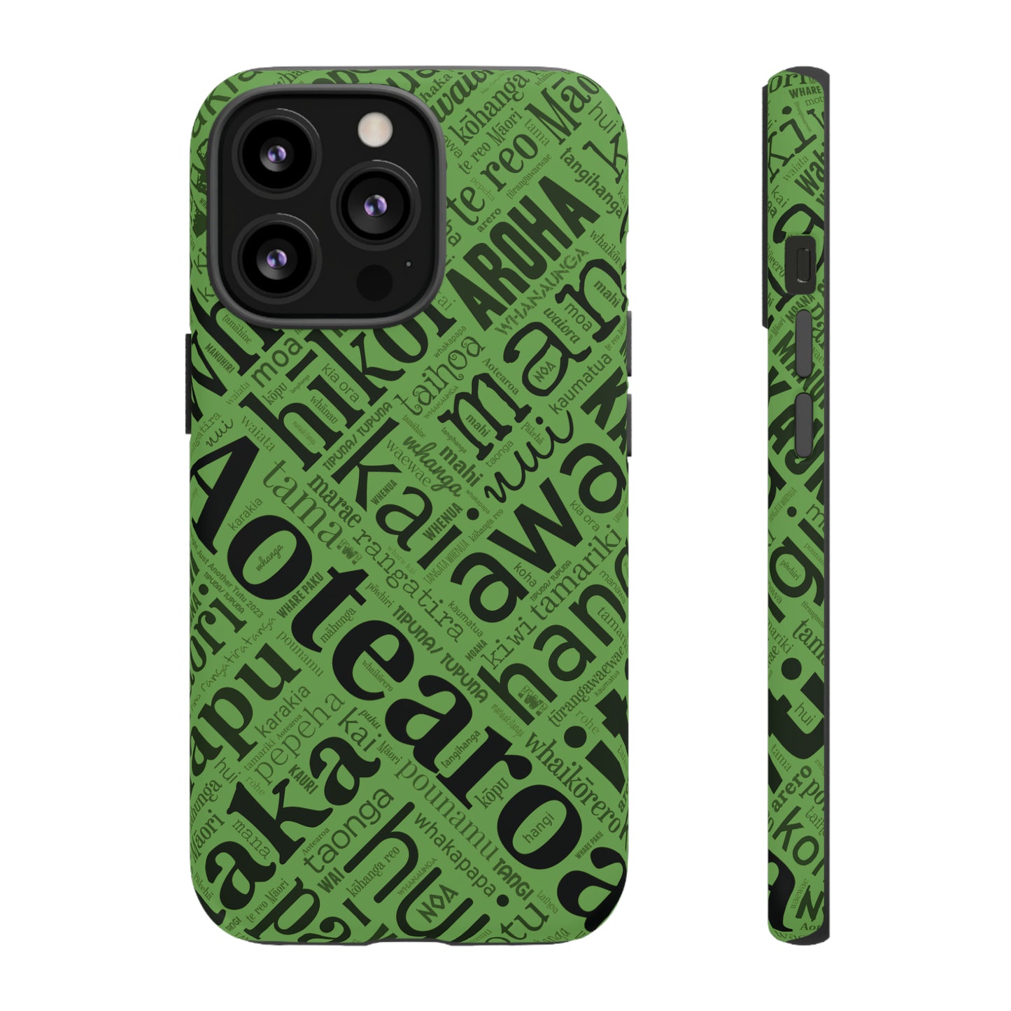 Green Māori Word Art Tough Phone Case for iPhone