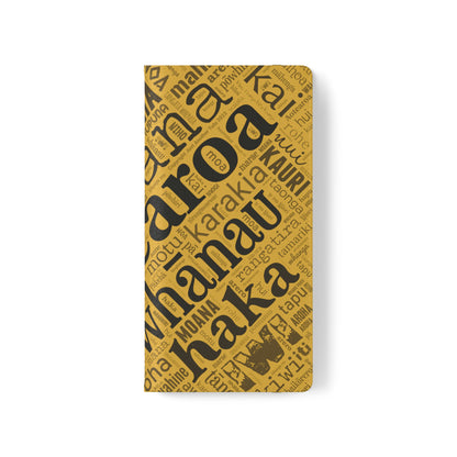 Yellow Māori Word Art Flip Cases