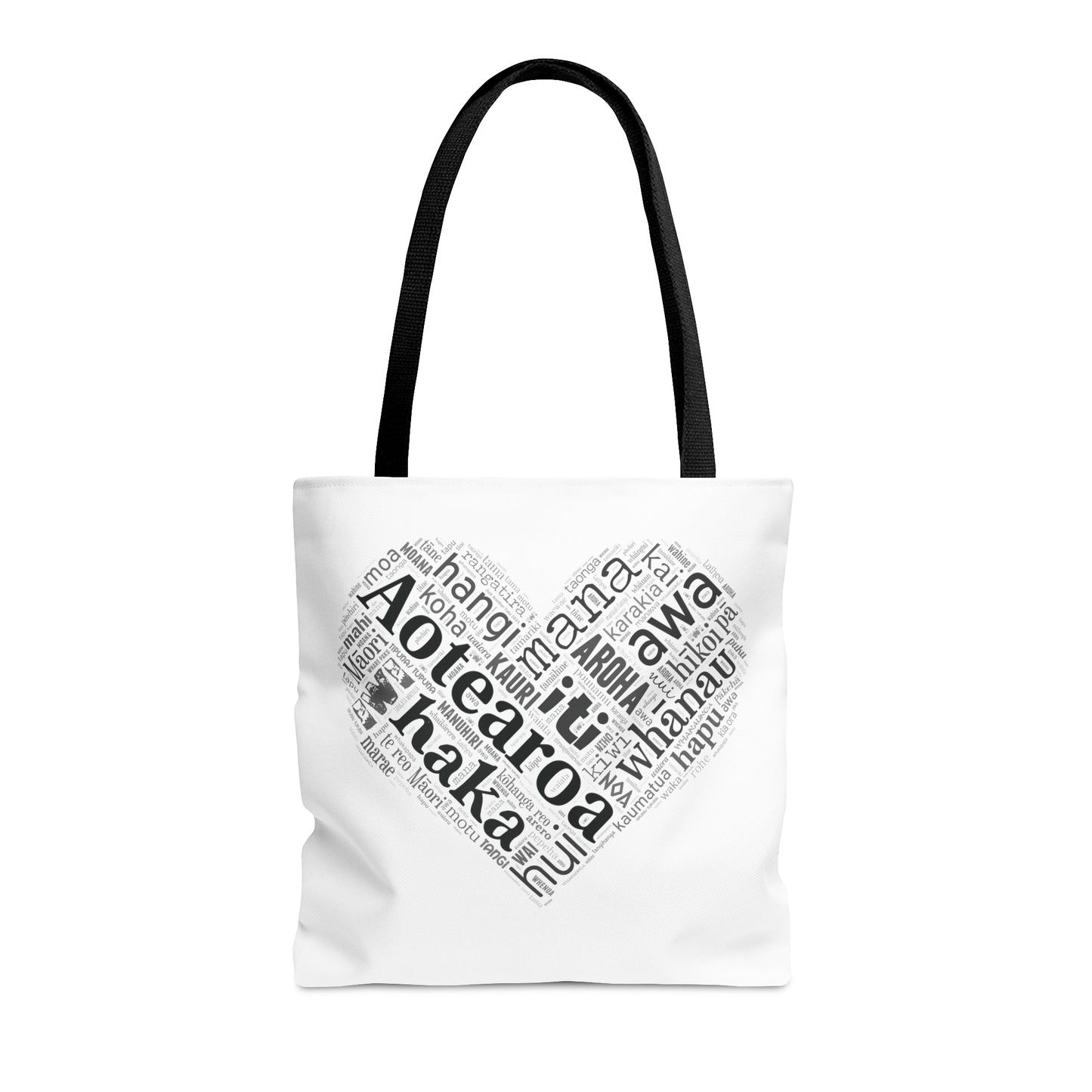 Māori Word Art Heart Tote Bag