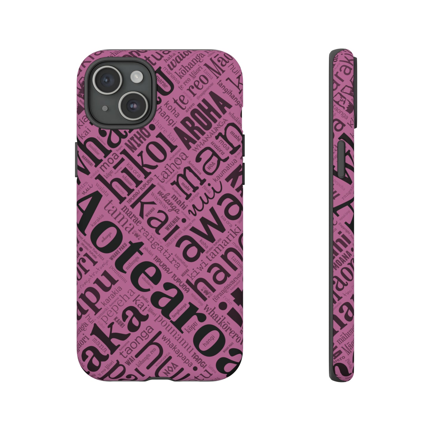 Pink Māori Word Art Tough Phone Case for iPhone