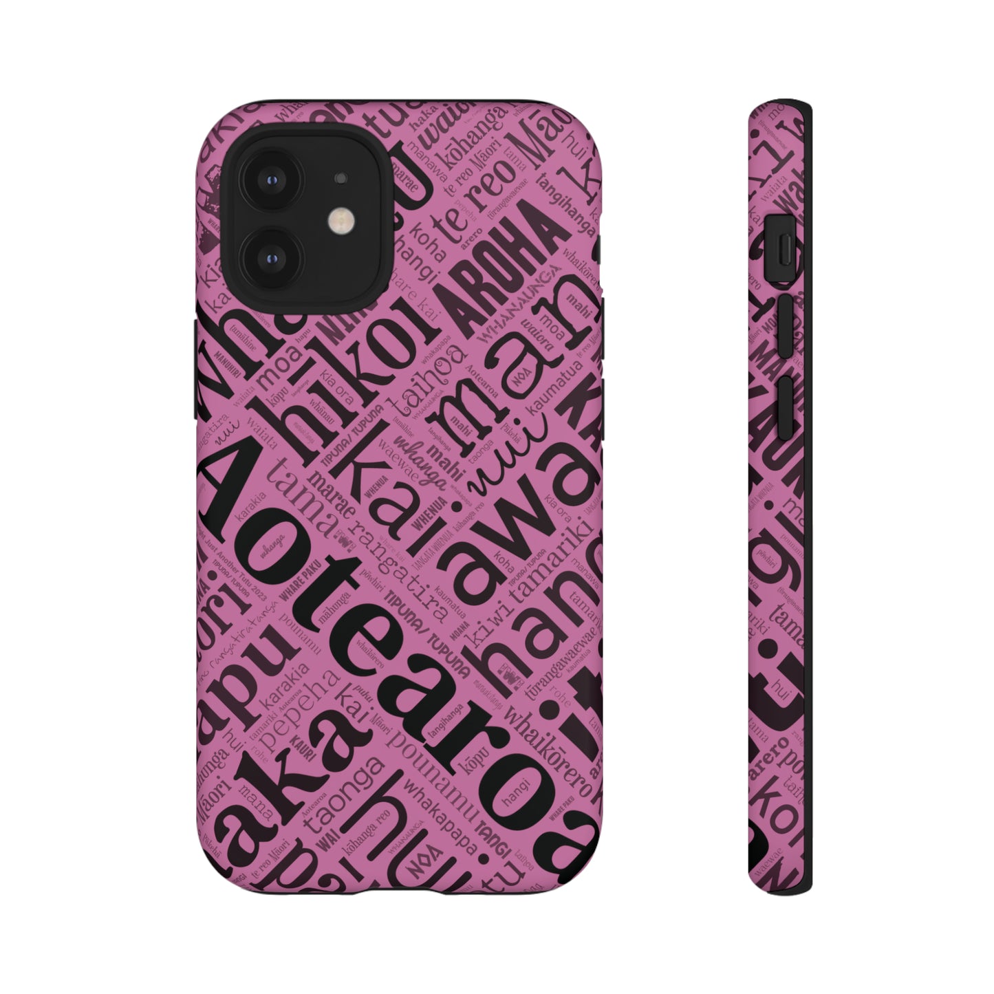 Pink Māori Word Art Tough Phone Case for iPhone