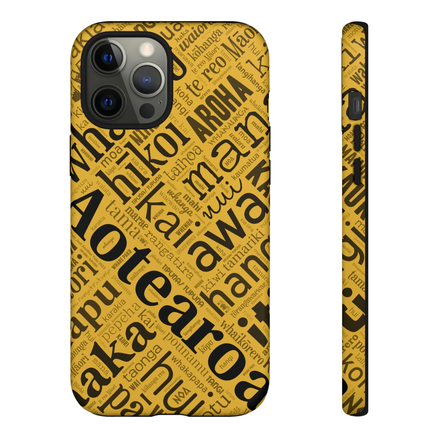 Yellow Māori Word Art Tough Phone Case for iPhone