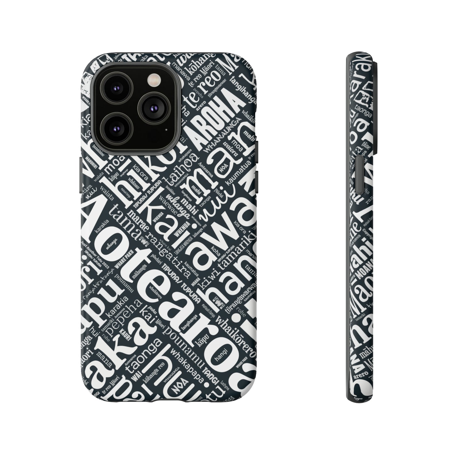 Black Māori Word Art Tough Phone Case for iPhone