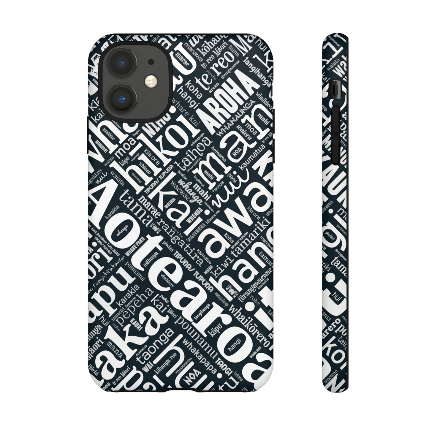 Black Māori Word Art Tough Phone Case for iPhone