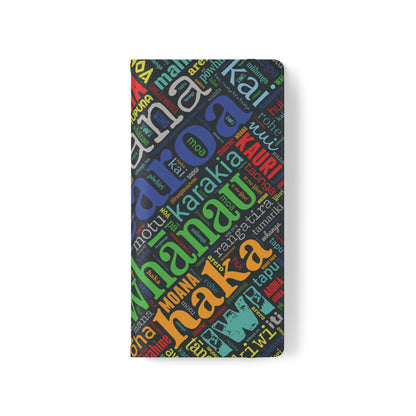 Rainbow Black Māori Word Art Flip Cases