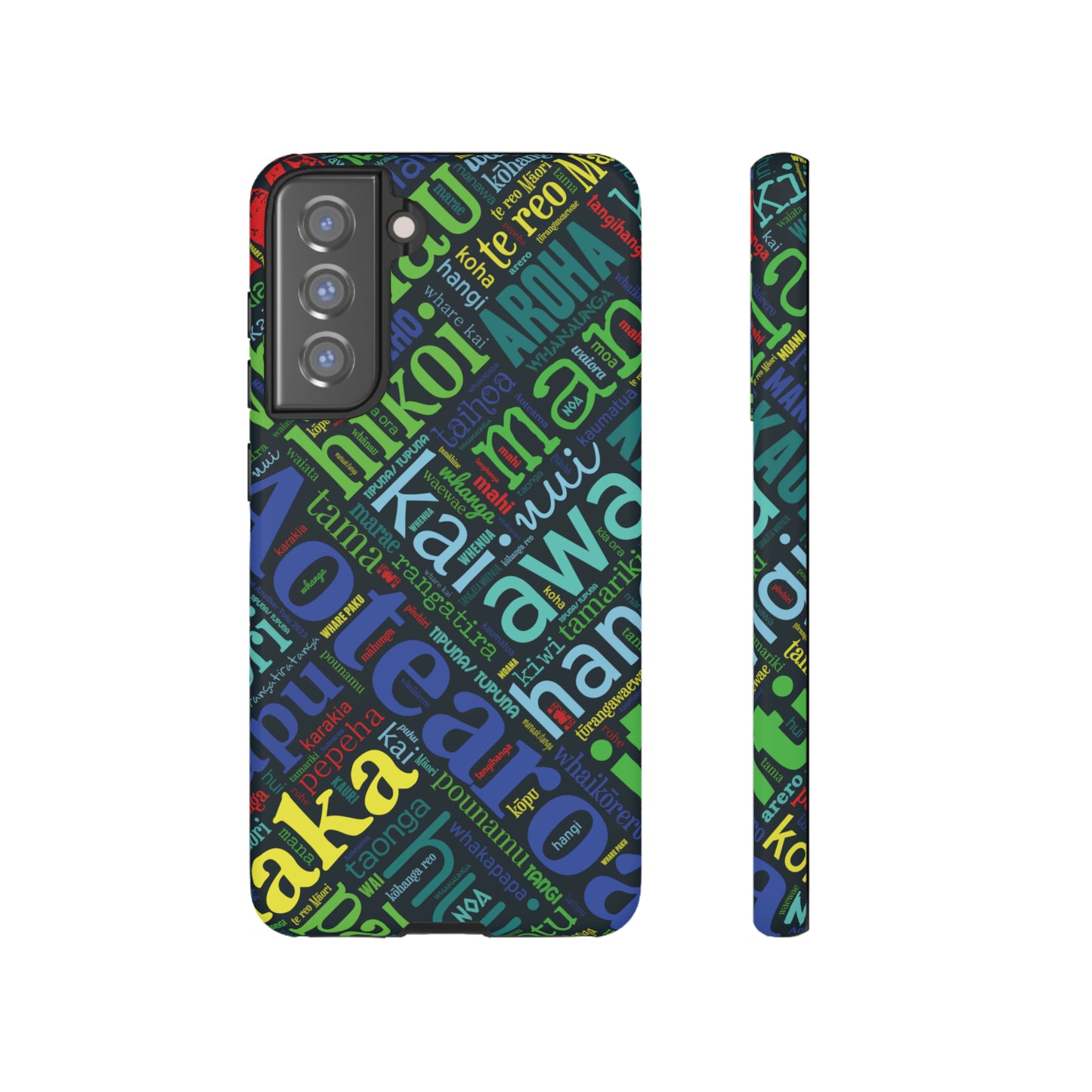 Rainbow Black Māori Word Art Tough Phone Case for Samsung